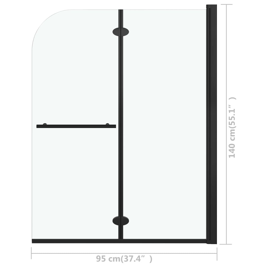 Box Doccia Pieghevole a Libro 2 Pannelli in ESG 95x140 cm Nero 147193