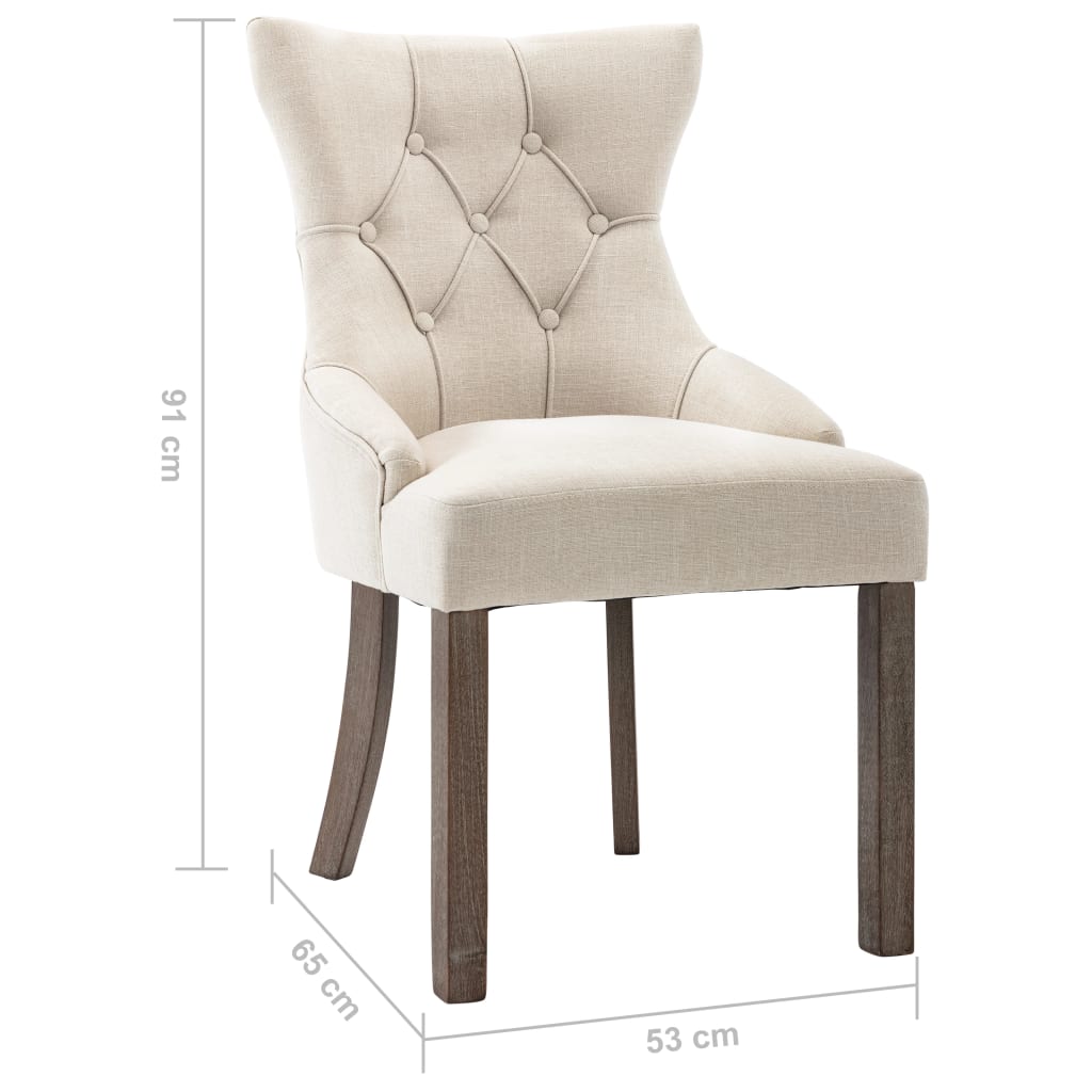 Sedie da Pranzo 2 pz Beige in Tessuto 287945