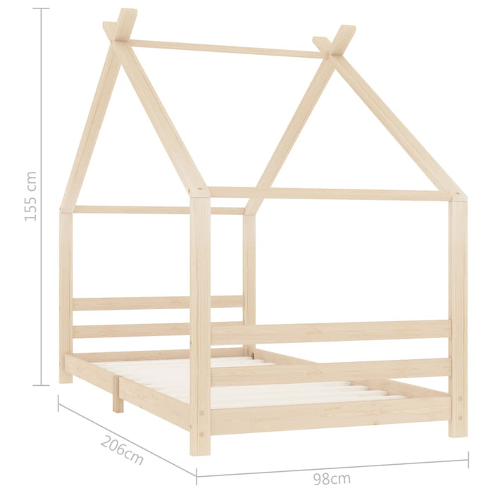 Giroletto per Bambini in Legno Massello di Pino 90x200 cm 289609