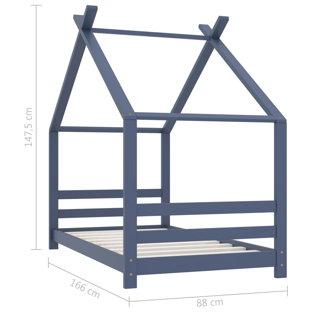 Giroletto per Bambini Grigio in Legno Massello di Pino 80x160cm cod mxl 56207