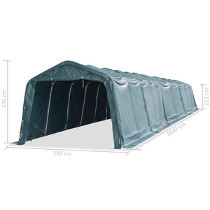 Tendone Bestiame Rimovibile PVC 550 g/m² 3,3x16 m Verde Scuro