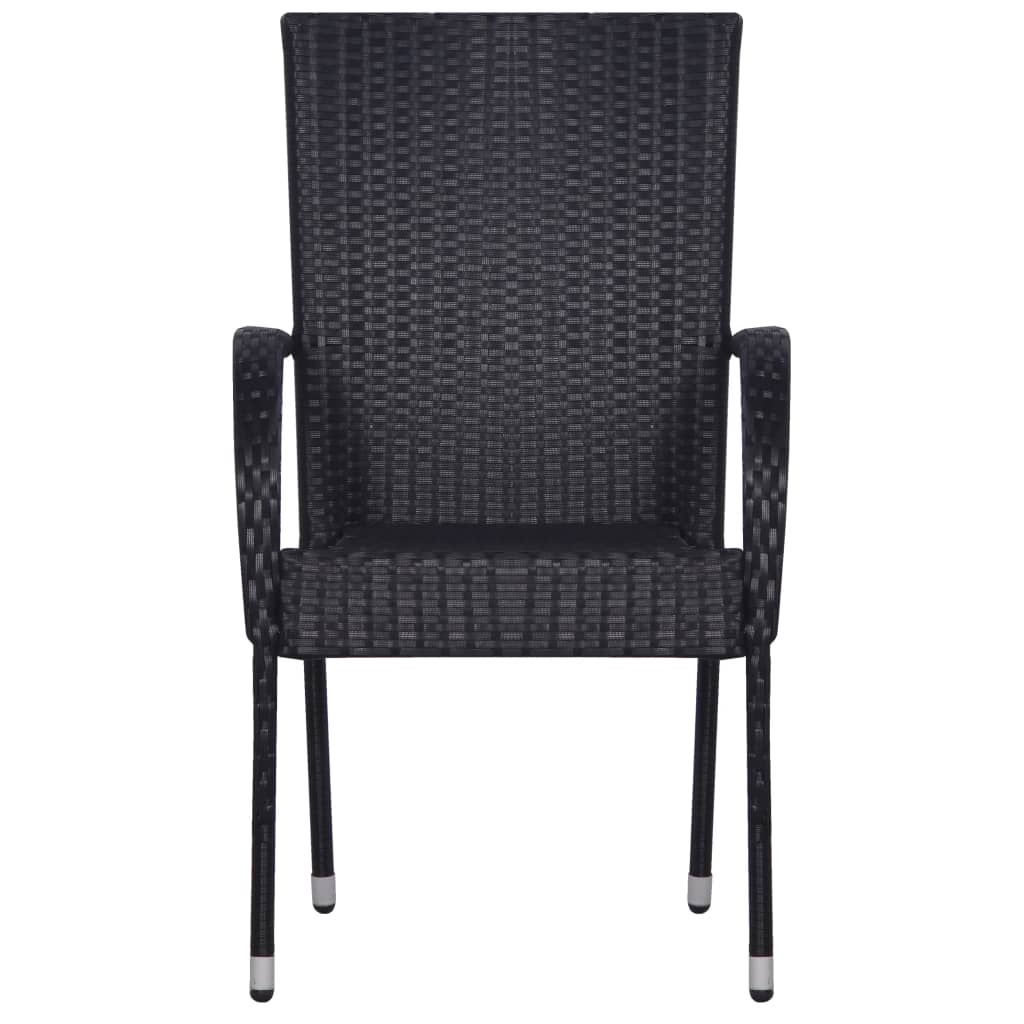 Sedie da Esterno Impilabili 4 pz in Polyrattan Nere 310084