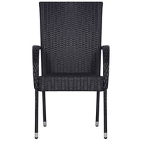 Sedie da Esterno Impilabili 4 pz in Polyrattan Nere 310084