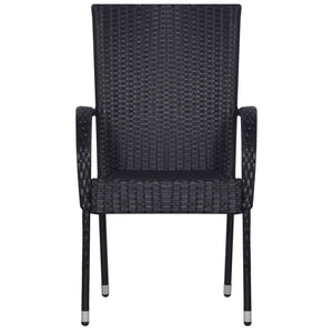 Sedie da Esterno Impilabili 4 pz in Polyrattan Nere 310084