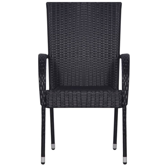 Sedie da Esterno Impilabili 4 pz in Polyrattan Nere 310084