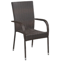 Sedie da Esterno Impilabili 6 pz in Polyrattan Marrone 310086