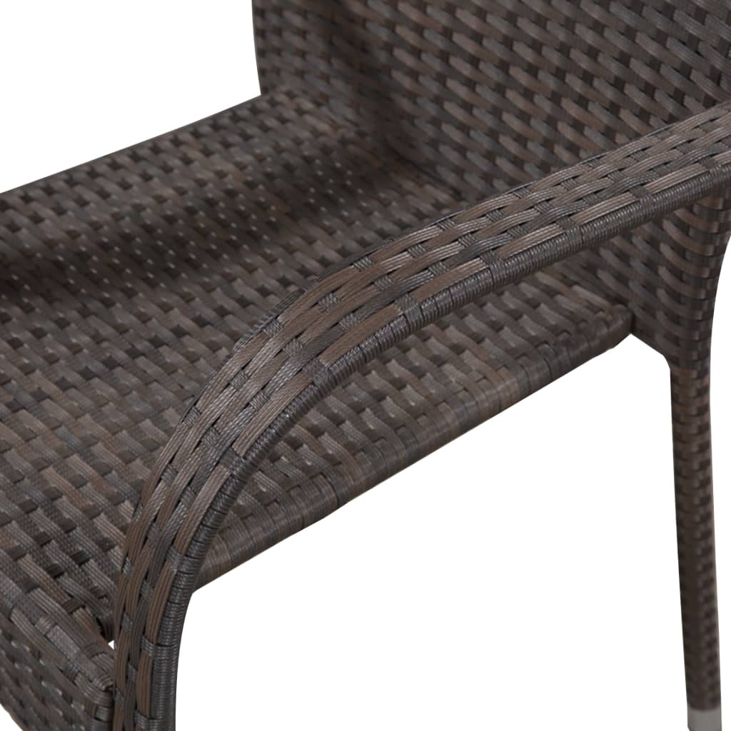 Sedie da Esterno Impilabili 6 pz in Polyrattan Marrone 310086