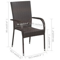 Sedie da Esterno Impilabili 6 pz in Polyrattan Marrone 310086