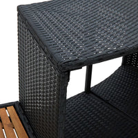 Bordo Spa Nero in Polyrattan e Legno d'Acacia cod mxl 52890