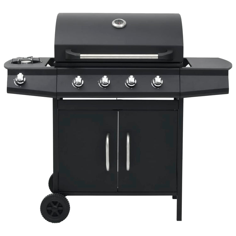 Barbecue e Griglia a Gas 4+1 Fornelli Nero in Acciaio cod mxl 9891