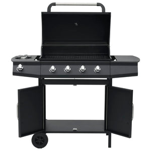 Barbecue e Griglia a Gas 4+1 Fornelli Nero in Acciaio cod mxl 9891