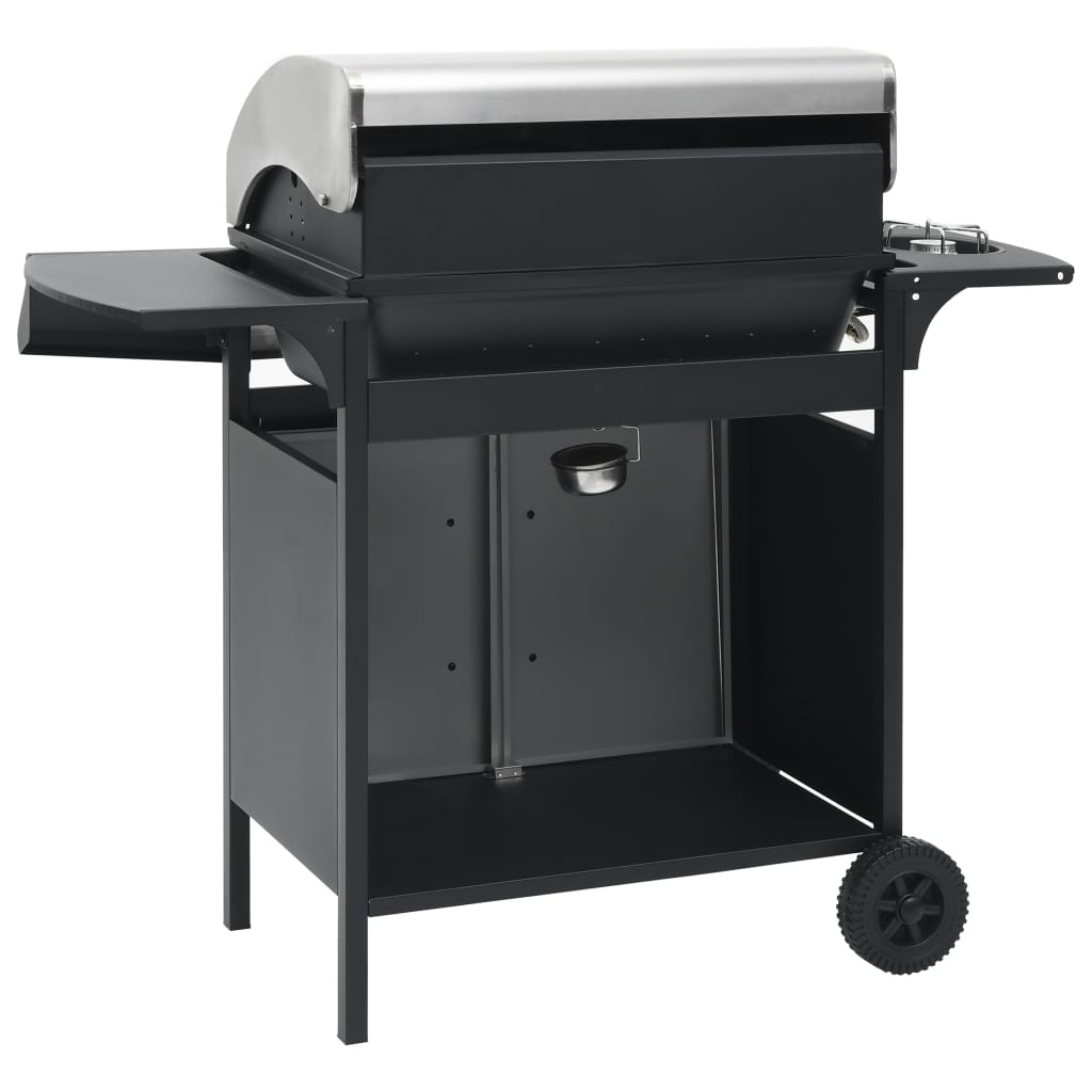 Barbecue Griglia a Gas 4+1 Fornelli Nero Argento Acciaio e Inox  cod mxl 18147