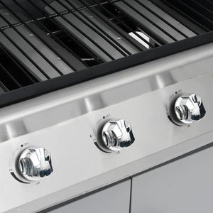 Barbecue Griglia a Gas 4+1 Fornelli Nero Argento Acciaio e Inox 310107