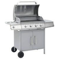 Barbecue e Griglia a Gas 4+1 Fornelli Argento in Acciaio Inox 310109