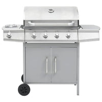 Barbecue e Griglia a Gas 4+1 Fornelli Argento in Acciaio Inox 310109