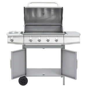 Barbecue e Griglia a Gas 4+1 Fornelli Argento in Acciaio Inox 