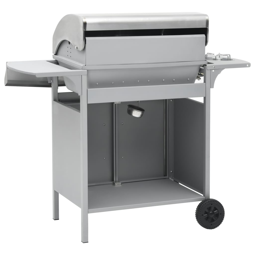 Barbecue e Griglia a Gas 4+1 Fornelli Argento in Acciaio Inox 310109