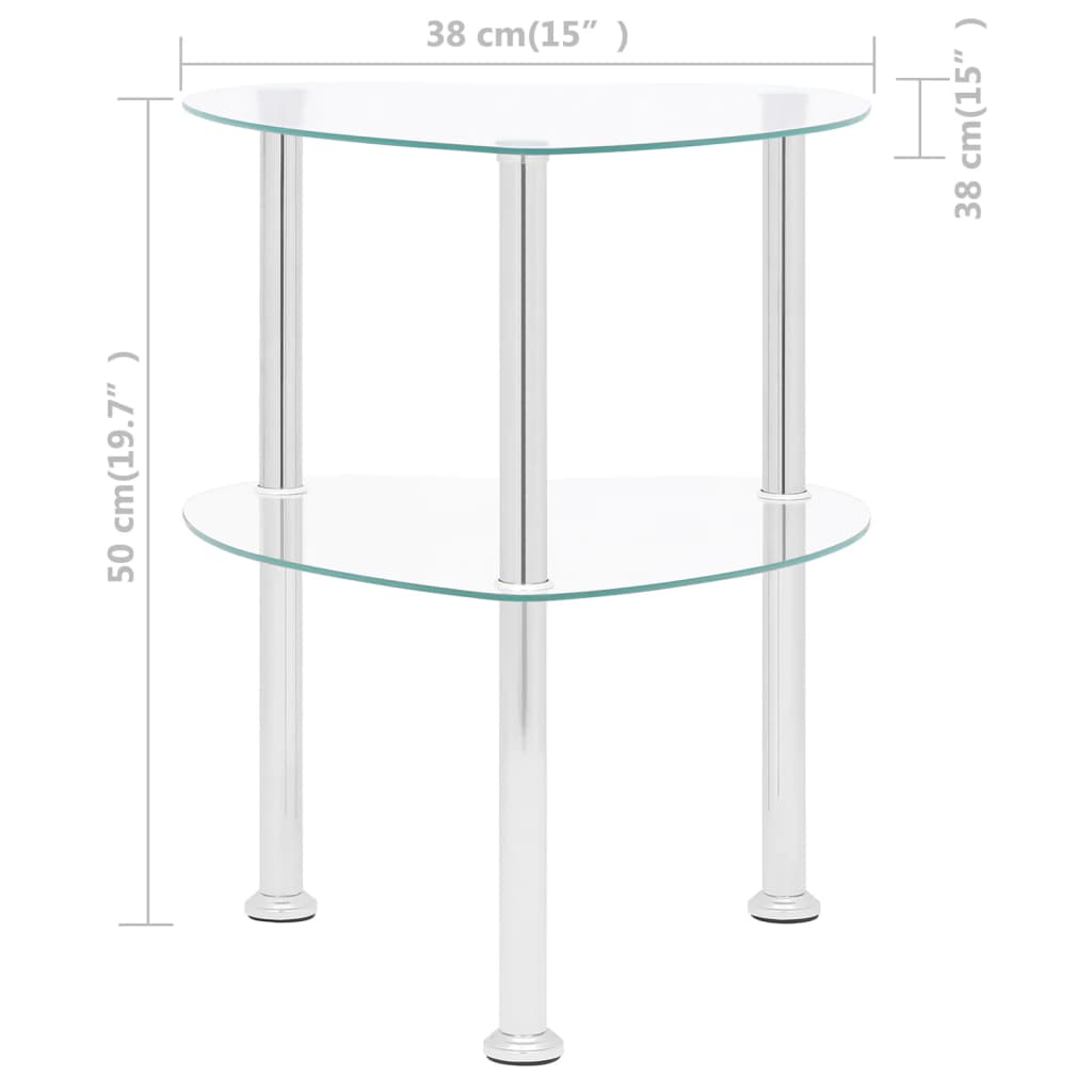 Tavolino a 2 Livelli Trasparente 38x38x50 cm in Vetro Temperato cod mxl 8096