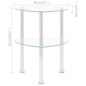 Tavolino a 2 Livelli Trasparente 38x38x50 cm in Vetro Temperato cod mxl 8096