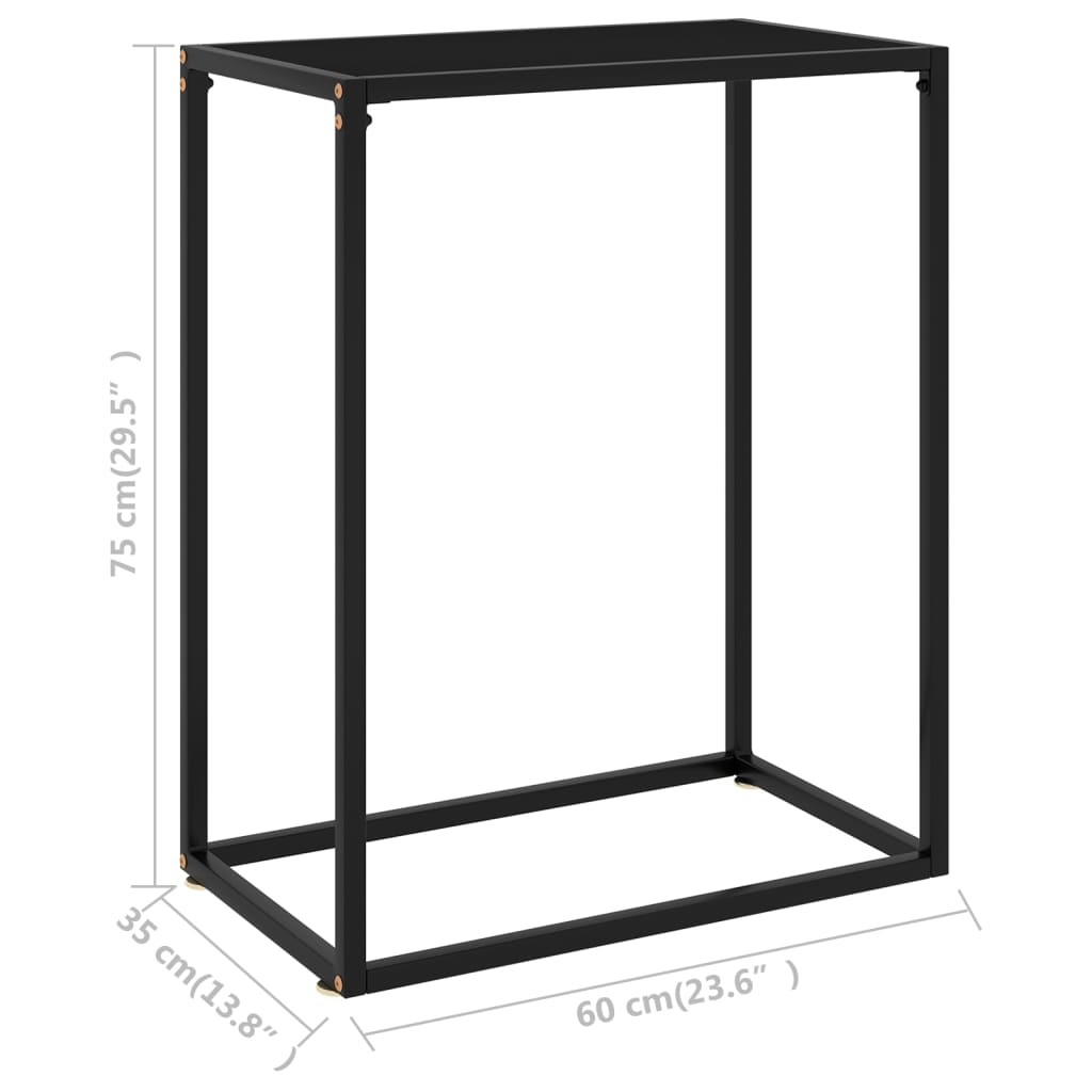 Tavolo Consolle Nero 60x35x75 cm in Vetro Temperato 322804