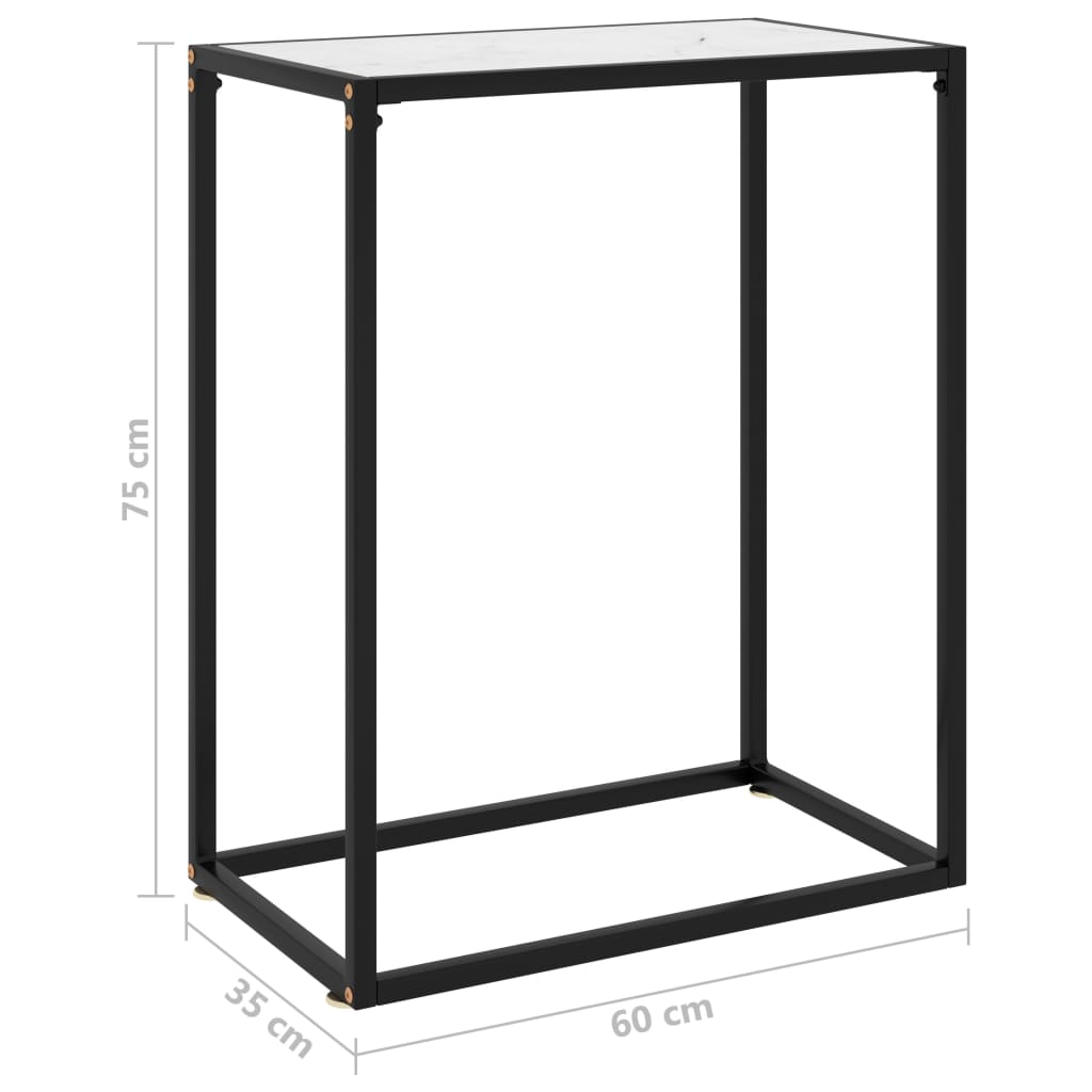 Tavolo Consolle Bianco 60x35x75 cm in Vetro Temperato 322805