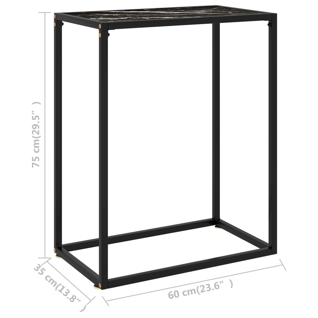 Tavolo Consolle Nero 60x35x75 cm in Vetro Temperato cod mxl 10423