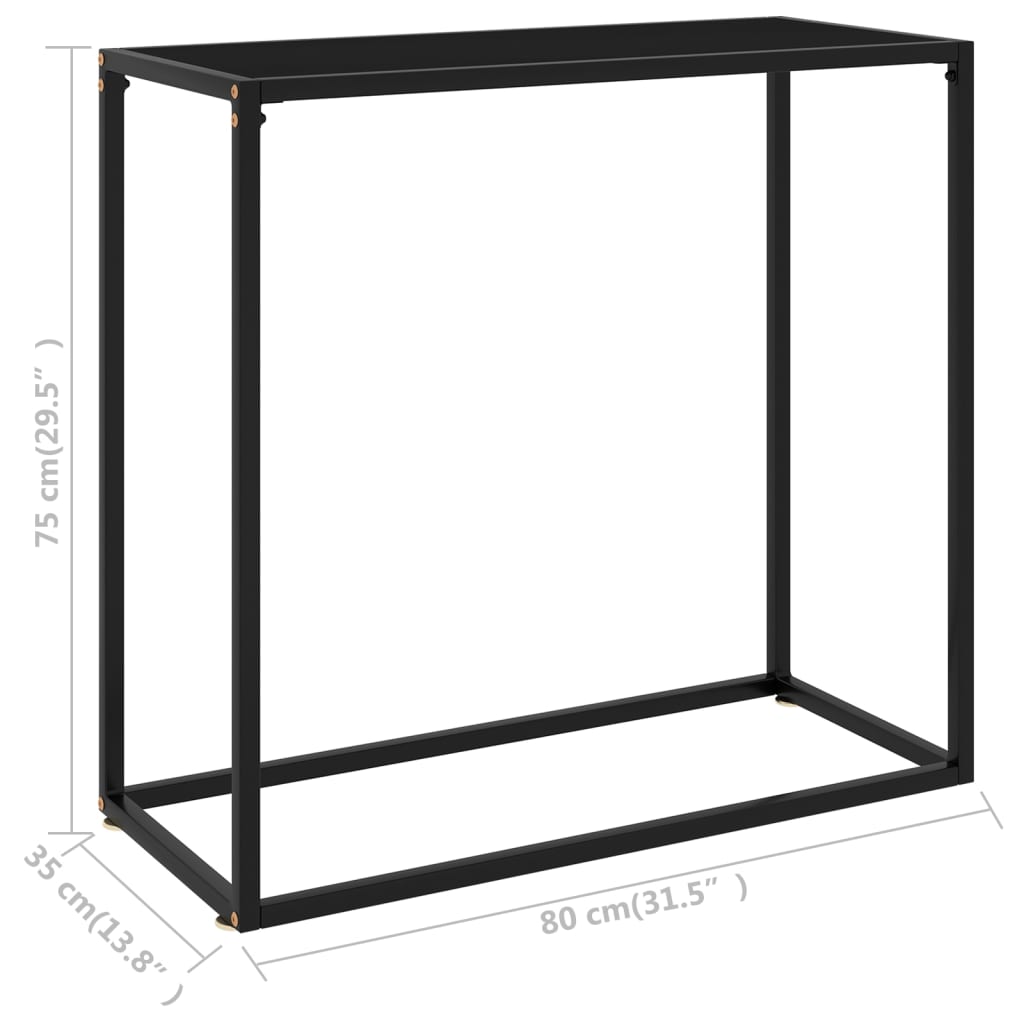 Tavolo Consolle Nero 80x35x75 cm in Vetro Temperato cod mxl 5582