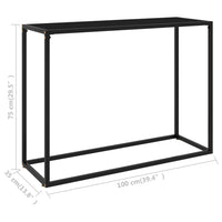 Tavolo Consolle Nero 100x35x75 cm in Vetro Temperato 322812