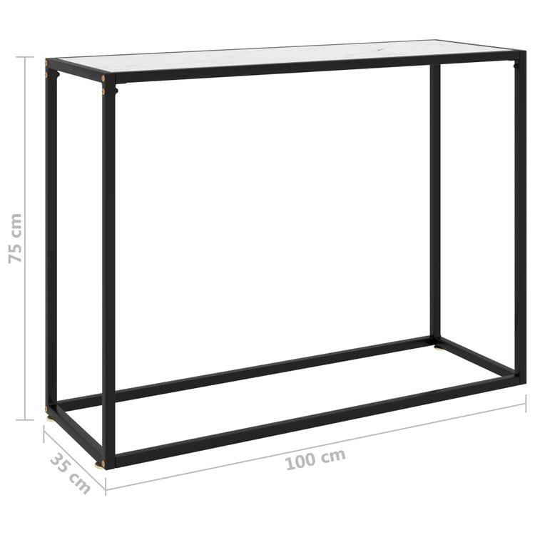 Tavolo Consolle Bianco 100x35x75 cm in Vetro Temperato cod mxl 16879