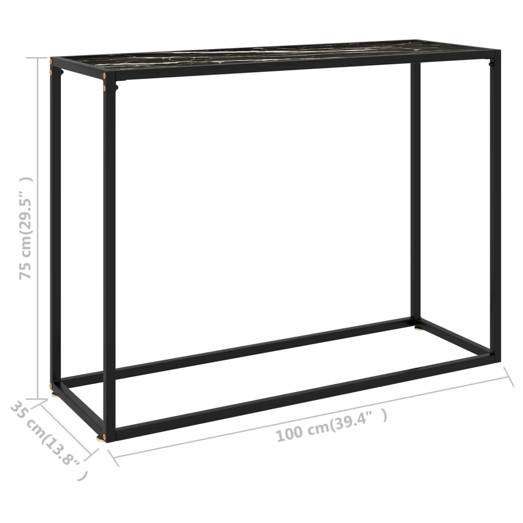 Tavolo Consolle Nero 100x35x75 cm in Vetro Temperato 322814