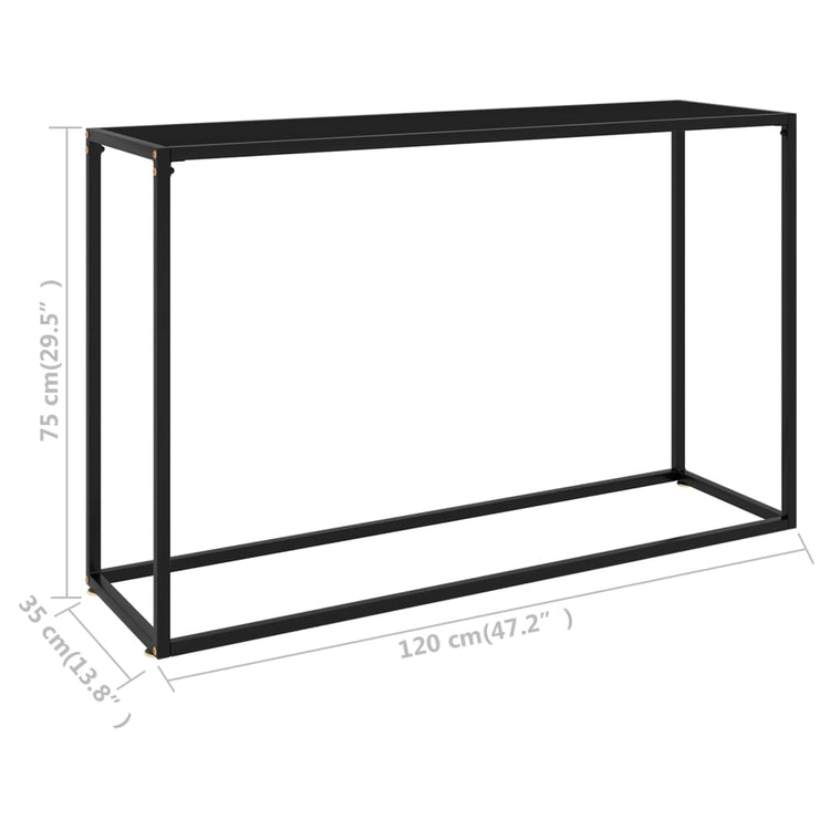 Tavolo Consolle Nero 120x35x75 cm in Vetro Temperato cod mxl 11618