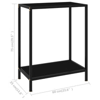 Tavolo Consolle Nero 60x35x75 cm in Vetro Temperato cod mxl 14470