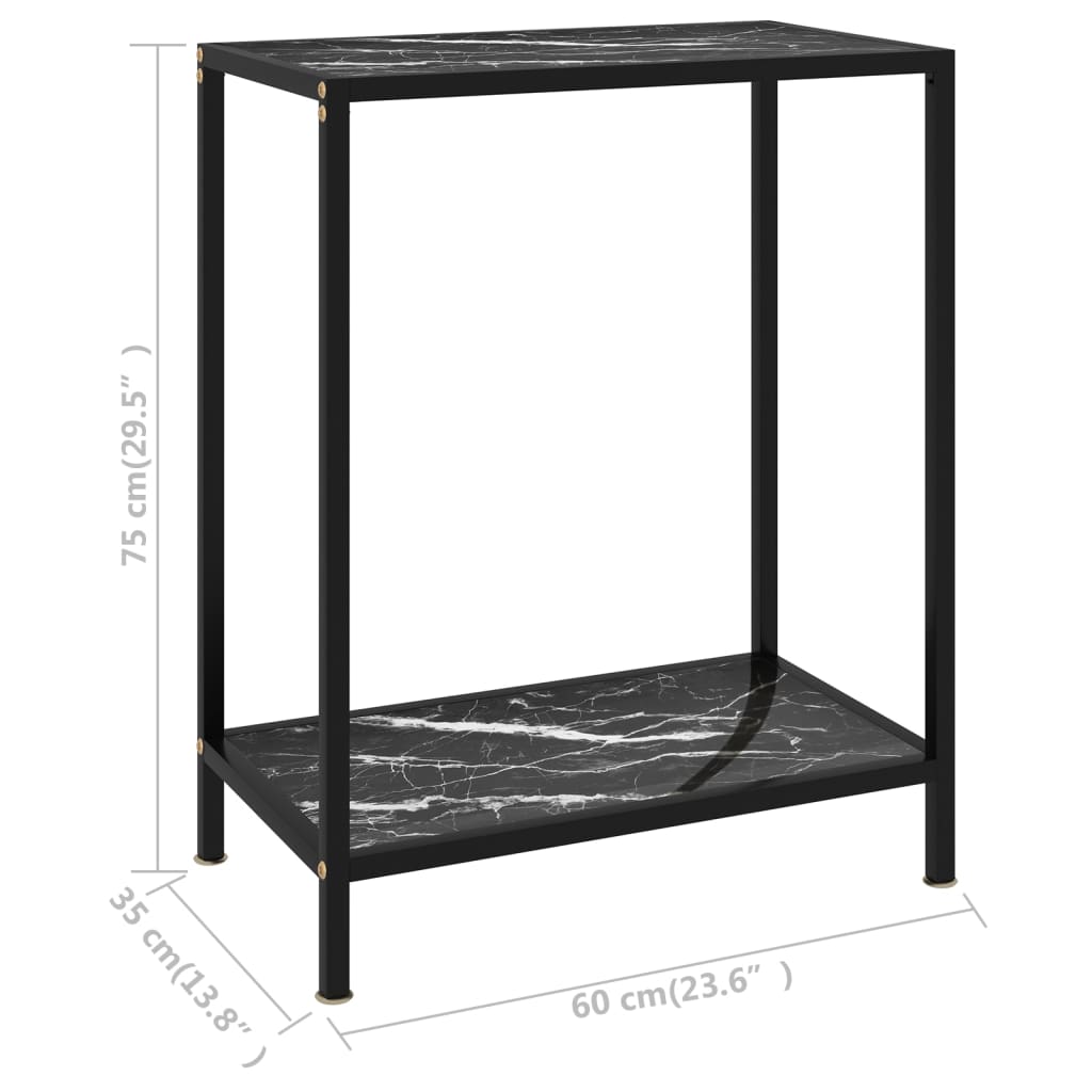 Tavolo Consolle Nero 60x35x75 cm in Vetro Temperato cod mxl 6000