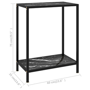 Tavolo Consolle Nero 60x35x75 cm in Vetro Temperato 322830