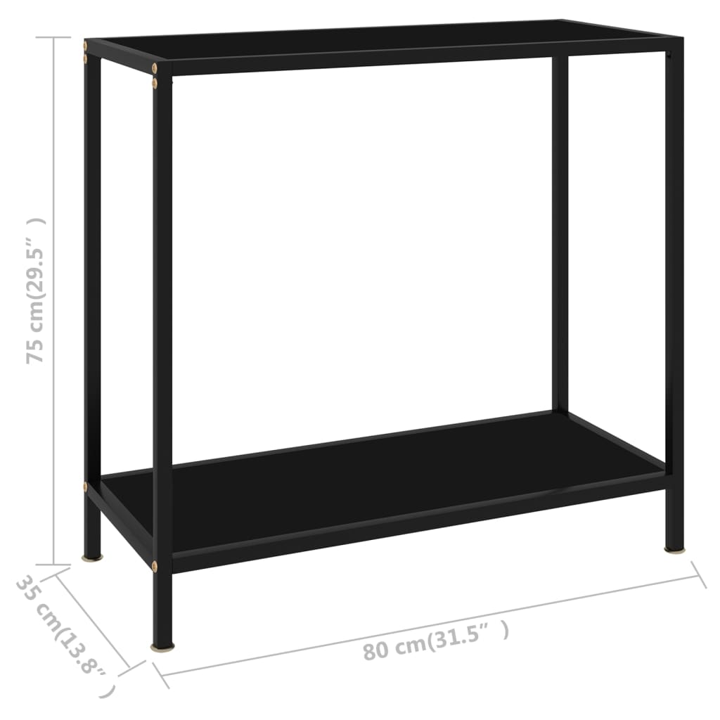 Tavolo Consolle Nero 80x35x75 cm in Vetro Temperato cod mxl 13670