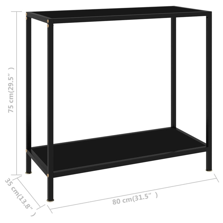 Tavolo Consolle Nero 80x35x75 cm in Vetro Temperato cod mxl 13670