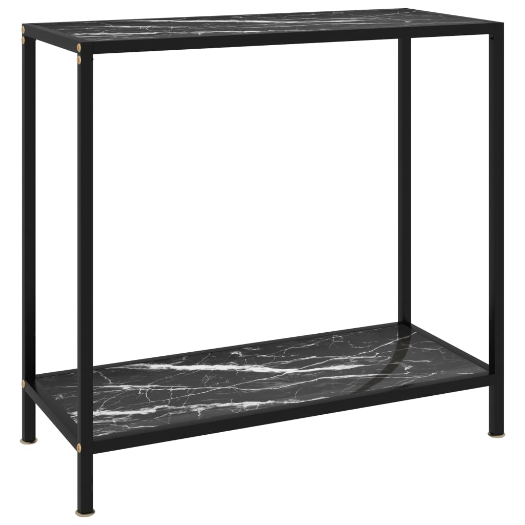 Tavolo Consolle Nero 80x35x75 cm in Vetro Temperato 322834