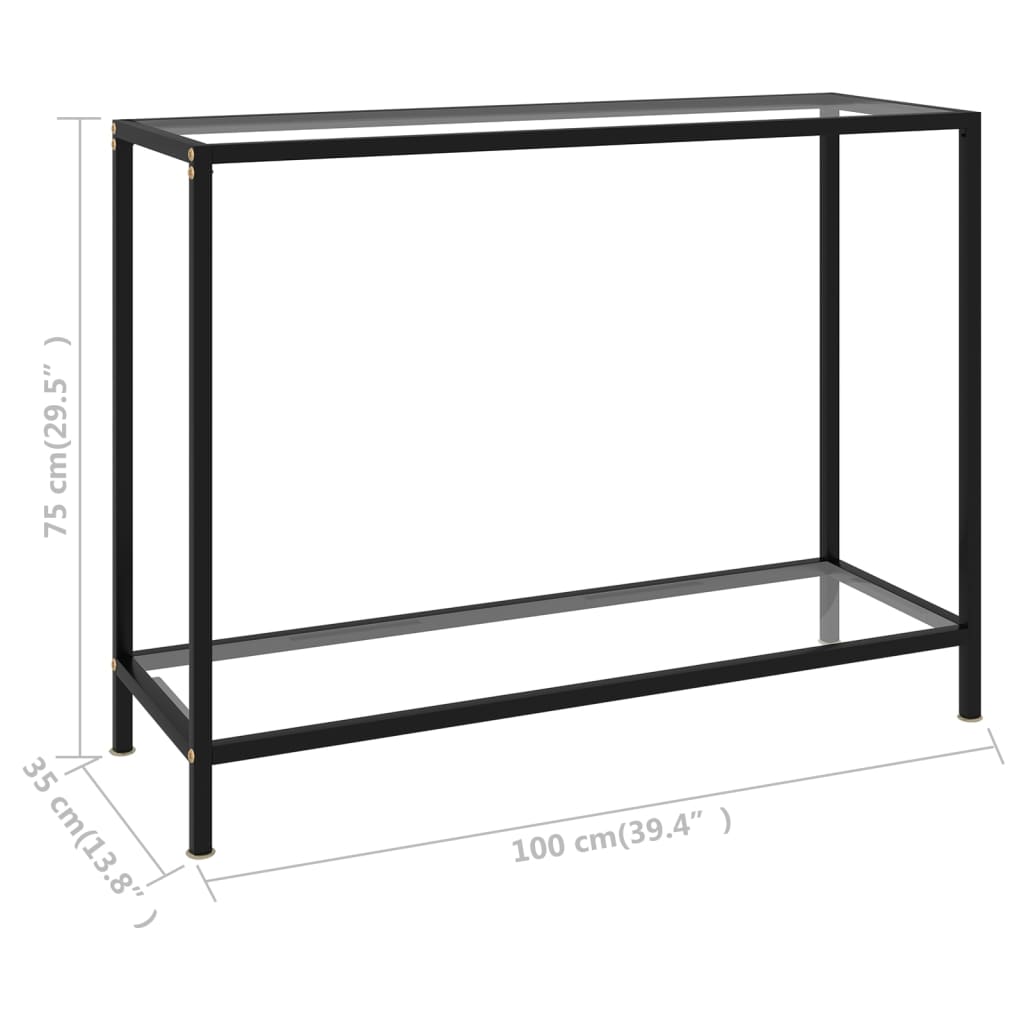 Tavolo Consolle Trasparente 100x35x75 cm in Vetro Temperato