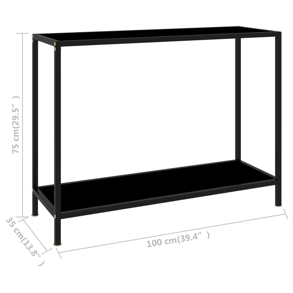 Tavolo Consolle Nero 100x35x75 cm in Vetro Temperato 322836