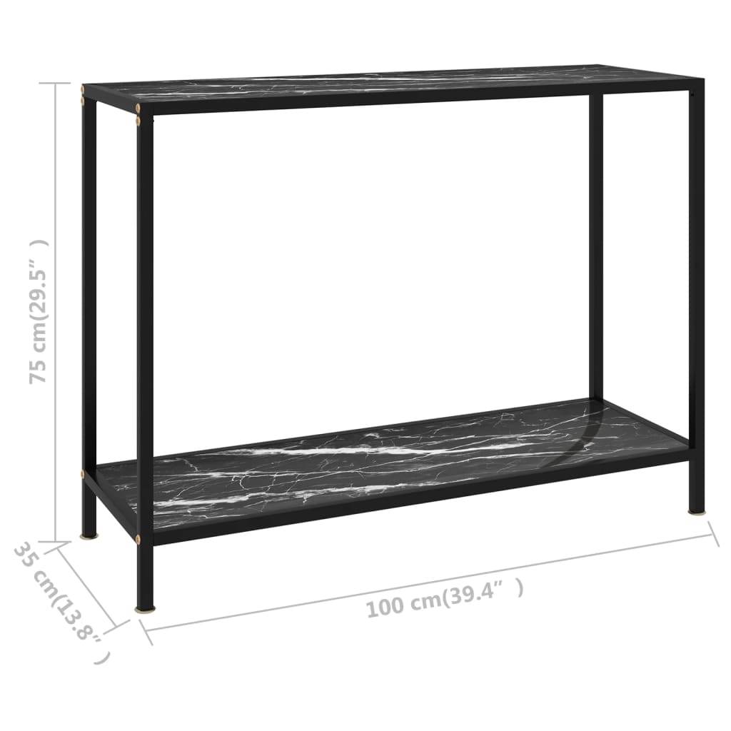 Tavolo Consolle Nero 100x35x75 cm in Vetro Temperato 322838