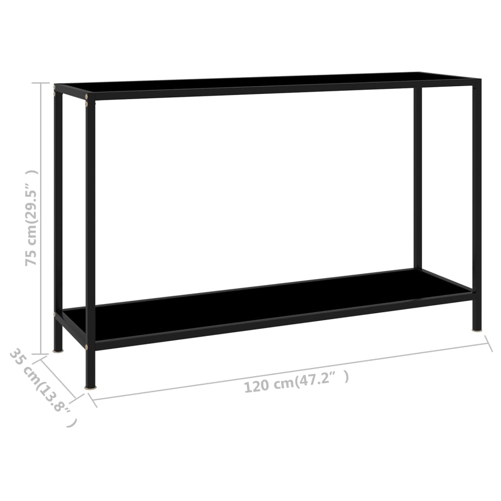 Tavolo Consolle Nero 120x35x75 cm in Vetro Temperato 322840