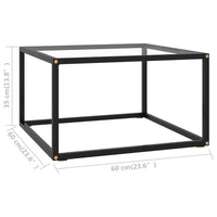 Tavolino da Salotto Nero con Vetro Temperato 60x60x35 cm  cod mxl 5571