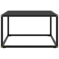 Tavolino da Salotto Nero con Vetro Nero 60x60x35 cm 322872