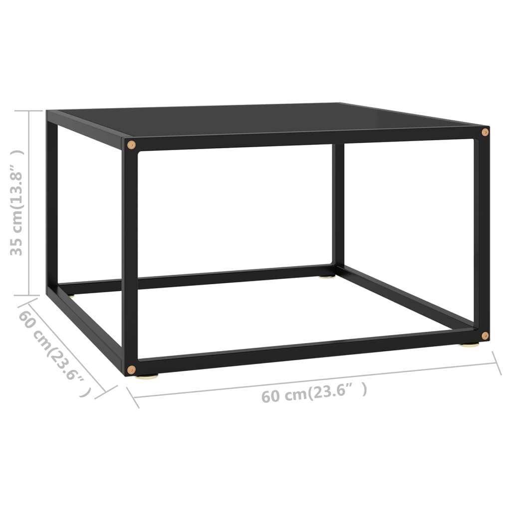 Tavolino da Salotto Nero con Vetro Nero 60x60x35 cm 322872