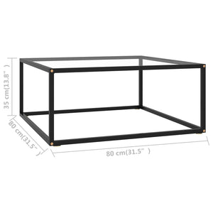 Tavolino da Salotto Nero con Vetro Temperato 80x80x35 cm 322875