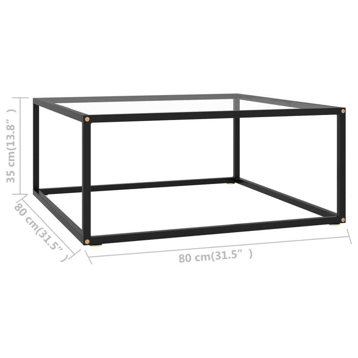 Tavolino da Salotto Nero con Vetro Temperato 80x80x35 cm 322875