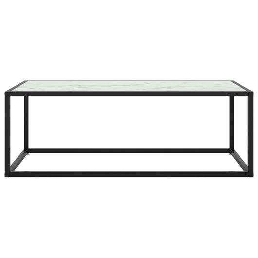 Tavolino da Salotto Nero con Vetro Marmo Bianco 100x50x35 cm 322881