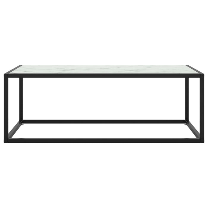 Tavolino da Salotto Nero con Vetro Marmo Bianco 100x50x35 cm 322881