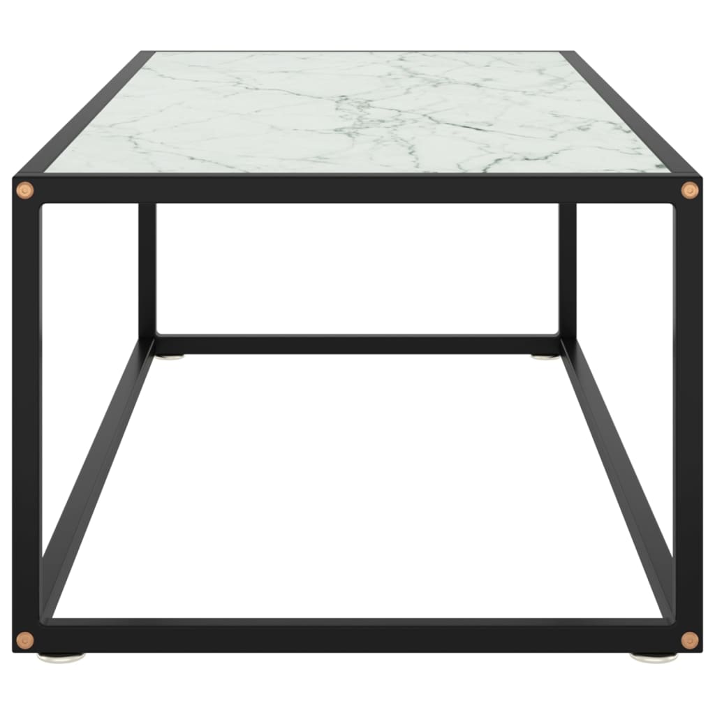 Tavolino da Salotto Nero con Vetro Marmo Bianco 100x50x35 cm 322881