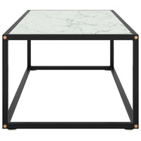 Tavolino da Salotto Nero con Vetro Marmo Bianco 100x50x35 cm 322881